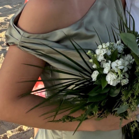 Show Me Your Mumu - Jodie Dress ~ Moss Green Luxe Satin - Small - Picture 4 of 5